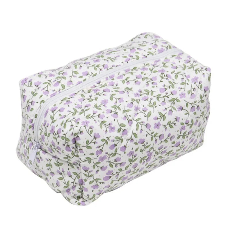 Coquette Floral Puffy Quilted Makeup Bag