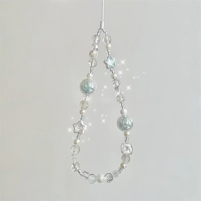 Coquette Celestial Blue Star Beaded Phone Strap