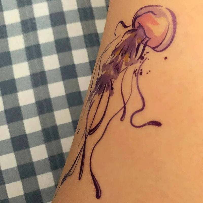 Cartoon Jellyfish Temporary Tattoo Waterproof Sticker