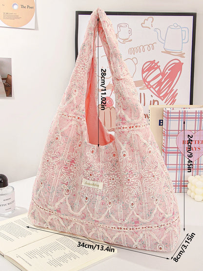 Coquette Pink Lace Flower Handbag