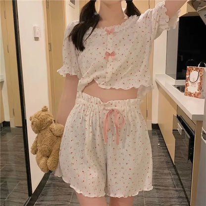 Coquette Floral Bow Short Pajama Set