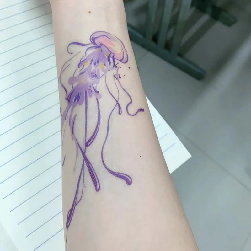 Cartoon Jellyfish Temporary Tattoo Waterproof Sticker