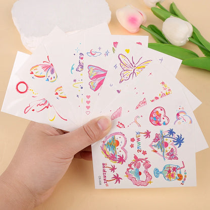 Cute Whimsical Heart and Bow Temporary Tattoo Set