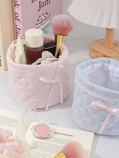 Cute Bow Quilted Makeup Bag for Stylish and Organized Beauty Storage