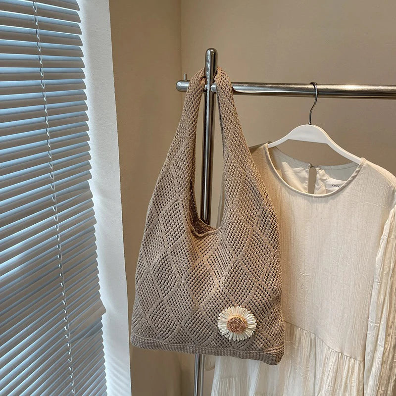 Coquette Crochet Flower Tote Bag