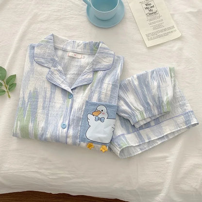 Charming Plaid Pajama Set with Ruffle Accents