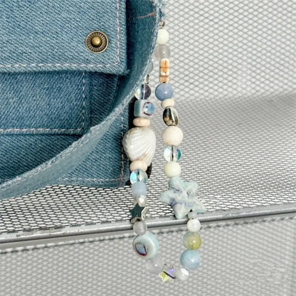Ocean Blue Handmade Beaded Phone Charm