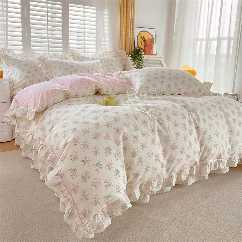 Coquette Bonenjoy Pink Ruffle Floral Bedding Set