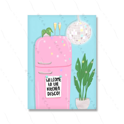 Pink Coffee Cup Abstract Cartoon Art Canvas Print