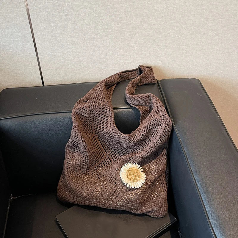 Coquette Crochet Flower Tote Bag