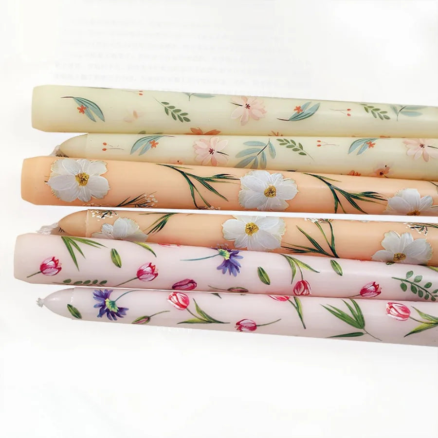 Coquette Hand-Painted Rose Scented Taper Candles (2pcs)