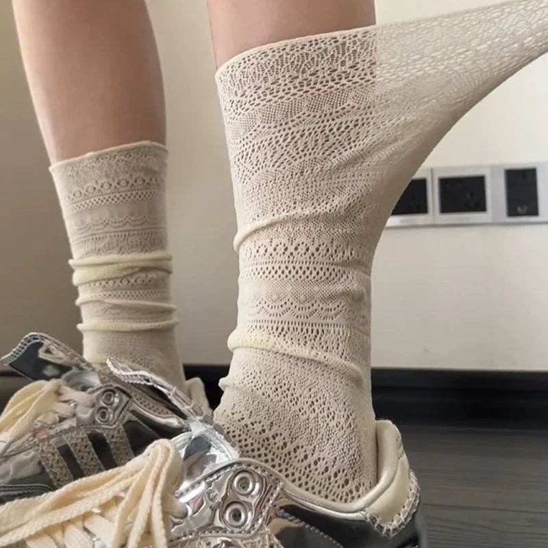 Coquette Lolita Mesh Lace Crew Socks