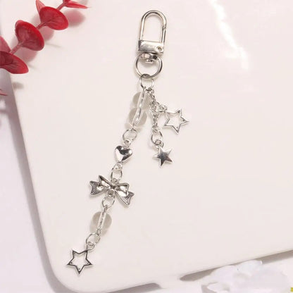 Coquette Cute Crystal Bowknot Pearl Beaded Phone Strap