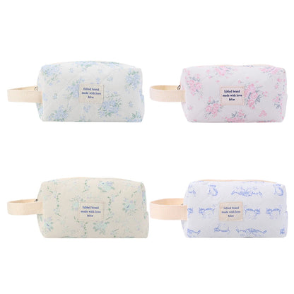 Coquette Bloom Girl Floral Quilted Makeup Bag