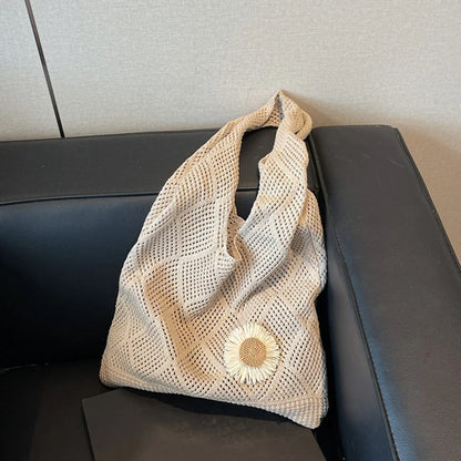 Coquette Crochet Flower Tote Bag