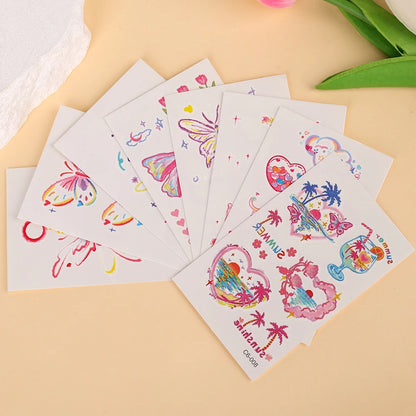 Cute Whimsical Heart and Bow Temporary Tattoo Set
