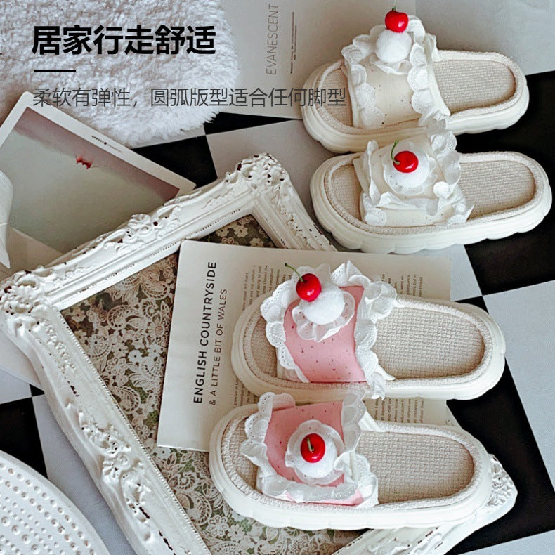 Coquette Dessert Fantasy Cherry Cloud Slippers