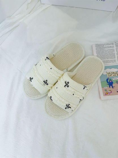 Coquette Polka Dot Ruffles and Midnight Bows Slippers