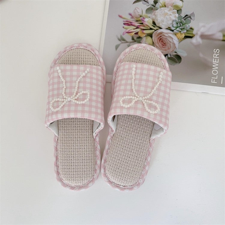 Coquette Pearls on a Gingham Day Slippers