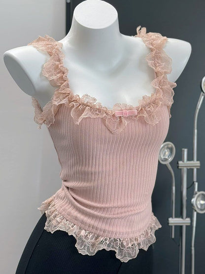 Coquette Sweet Lace Ruffle Top