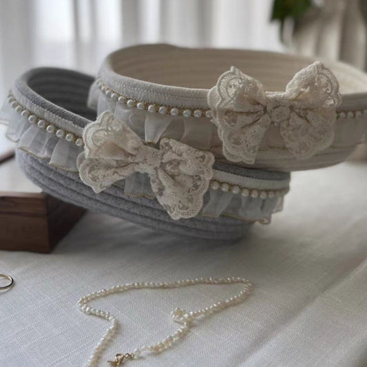 Coquette Pearls & Lace Storage Baskets
