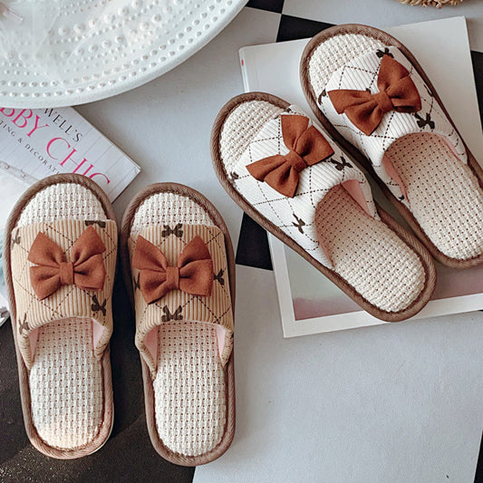 Coquette Vintage Plaids and Bow Whispers Slippers