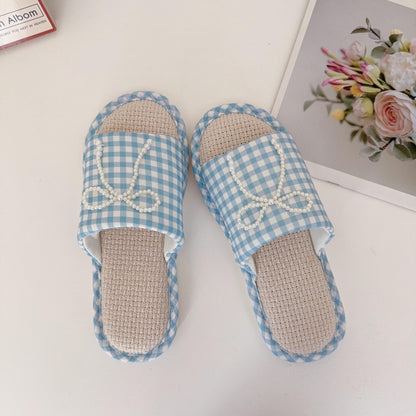 Coquette Pearls on a Gingham Day Slippers