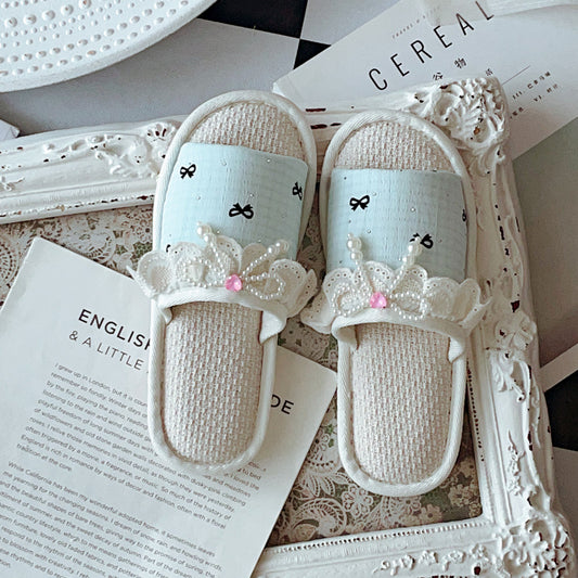 Coquette Pearls, Love, and Little Bows Slippers
