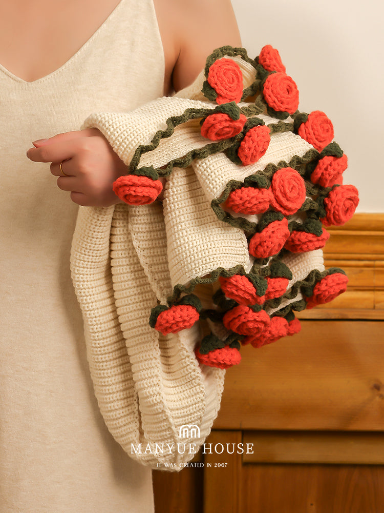 Coquette Enchanted Floral Knit Blanket