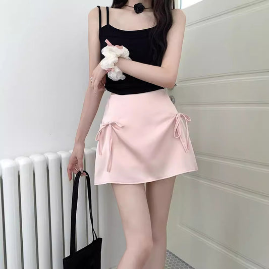 Coquette Chic Pink Tie Side Mini Skirt