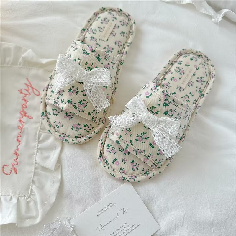 Coquette Lace Blossom Meadow Slippers