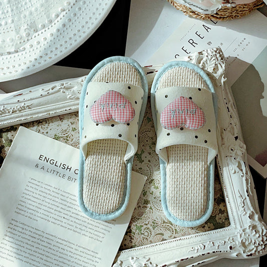 Coquette Candy Hearts in Blue Dawn Slippers
