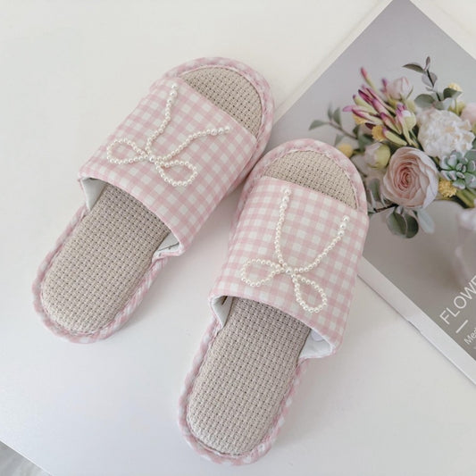 Coquette Pearls on a Gingham Day Slippers