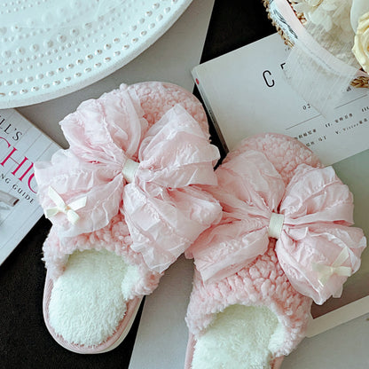 Coquette When Every Step Is a Ribboned Hug Cotton Slippers
