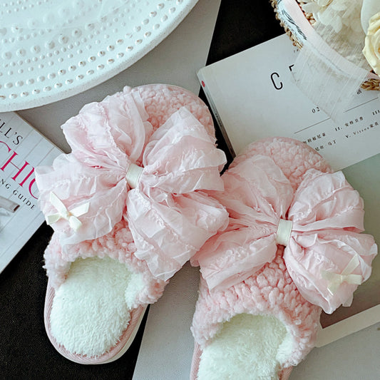 Coquette When Every Step Is a Ribboned Hug Cotton Slippers