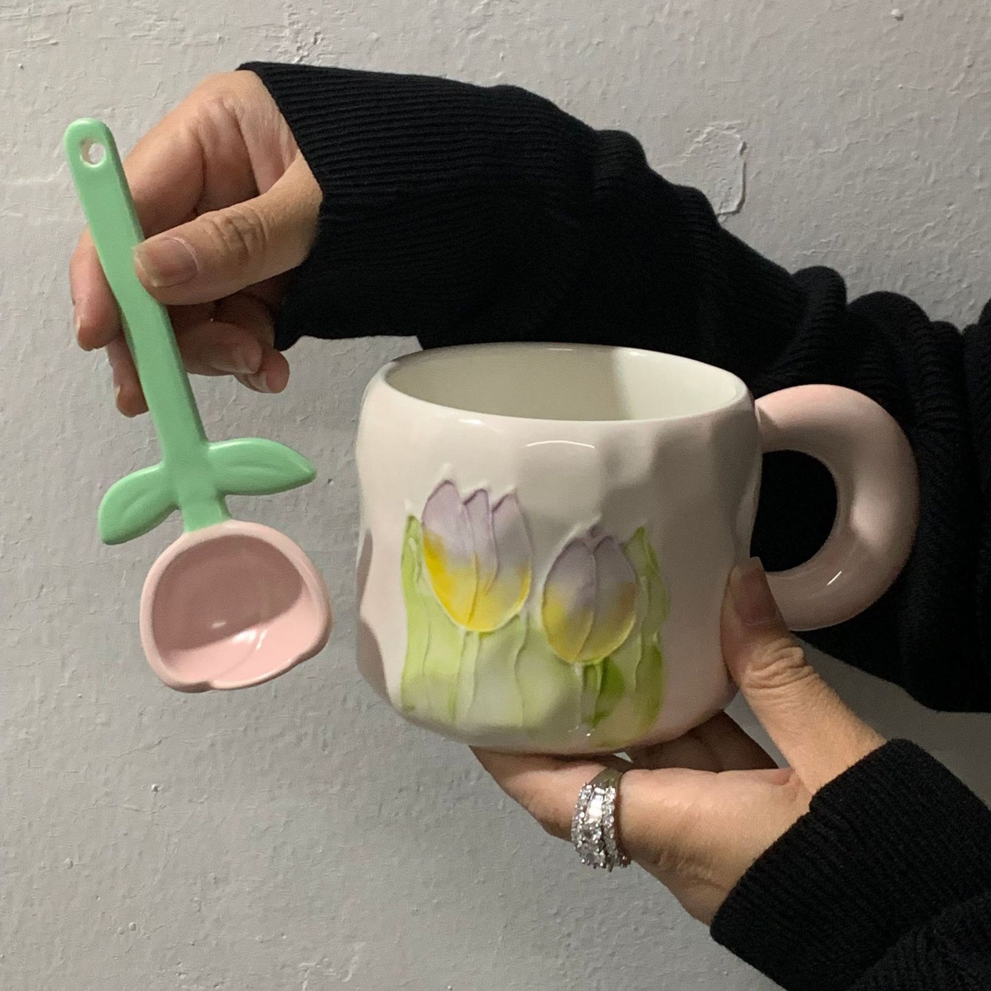 Coquette Enchanted Garden Tulip Mug & Petal Spoon Set