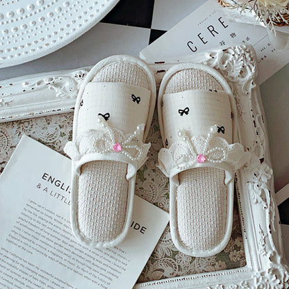 Coquette Pearls, Love, and Little Bows Slippers