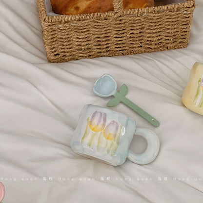 Coquette Enchanted Garden Tulip Mug & Petal Spoon Set