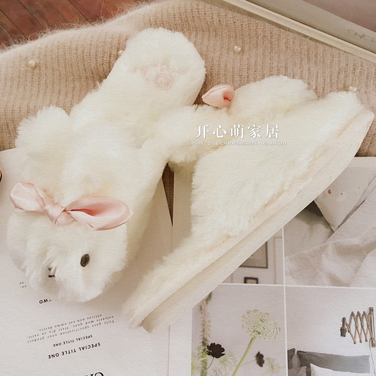 Coquette Where Every Hug Is a Bunny Cotton Slippers