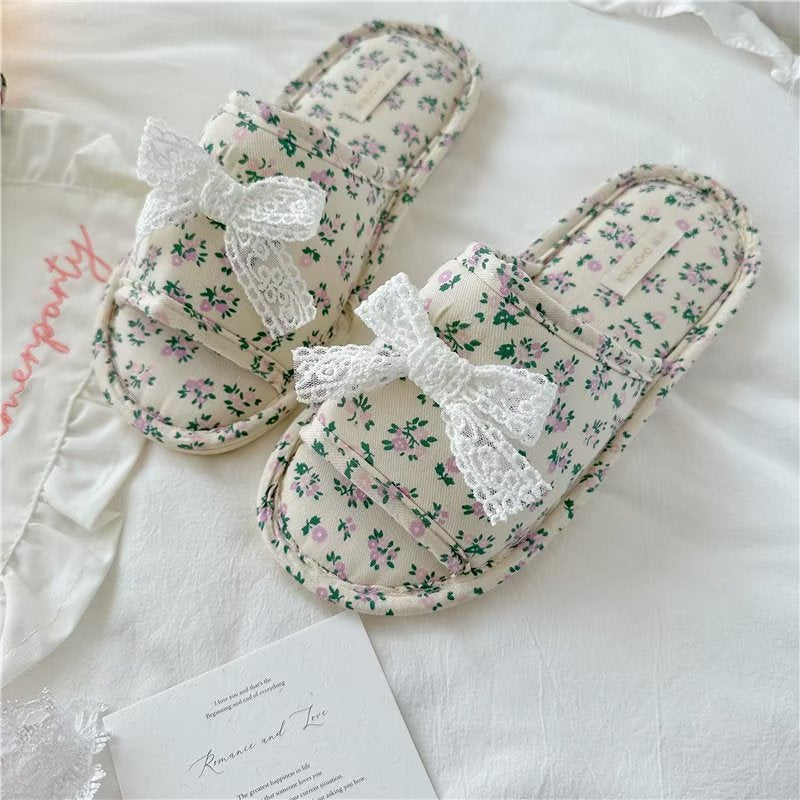 Coquette Lace Blossom Meadow Slippers
