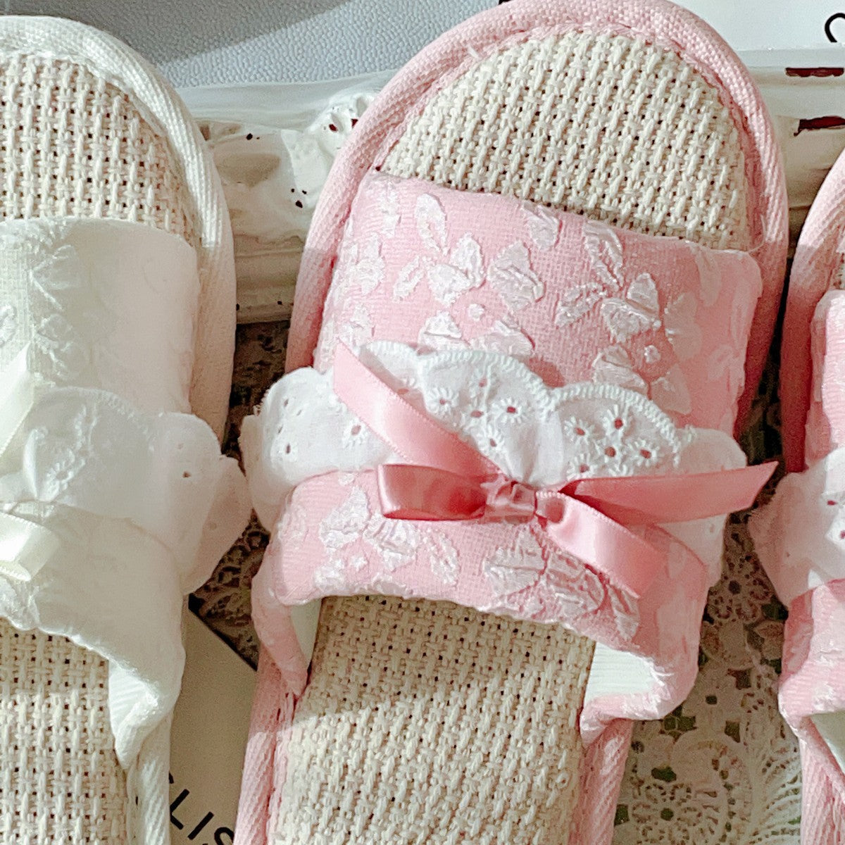 Coquette Sweet Lace Kiss Slippers