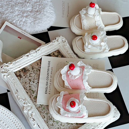 Coquette Dessert Fantasy Cherry Cloud Slippers
