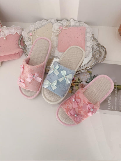 Coquette Fairy Bow Lace Slippers