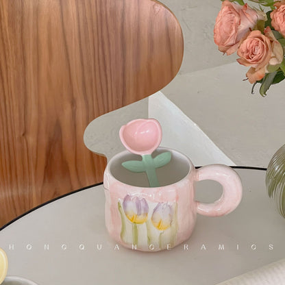 Coquette Enchanted Garden Tulip Mug & Petal Spoon Set