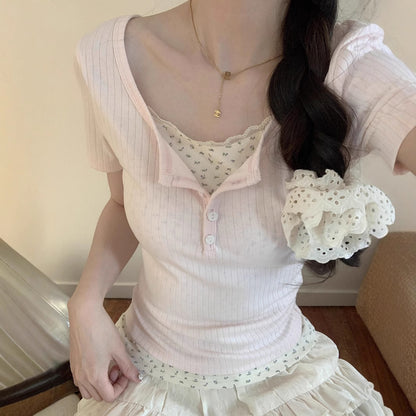 Coquette Whispers of Blossoms Two-Piece T-Shirt
