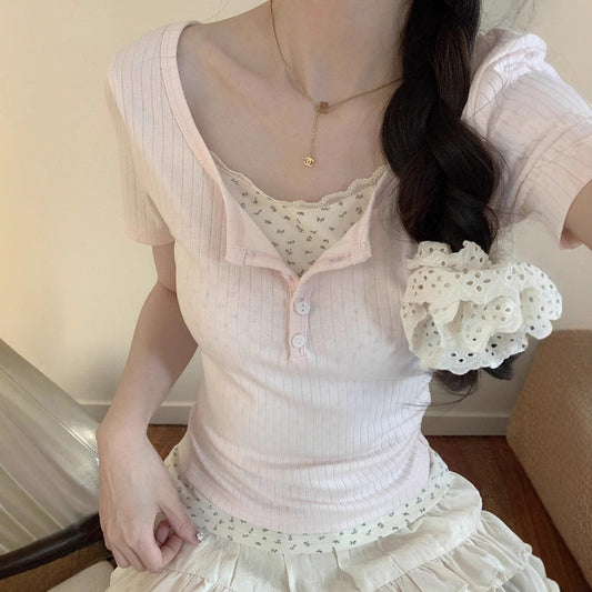 Coquette Whispers of Blossoms Two-Piece T-Shirt