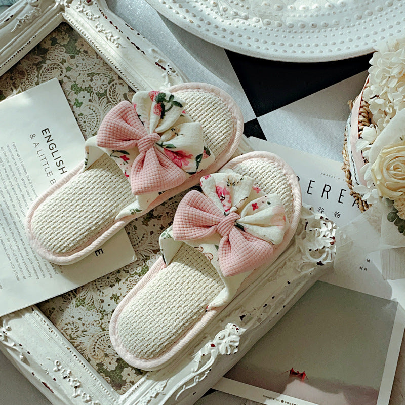 Coquette When Blossoms Sway With Pink Ribbons Slippers